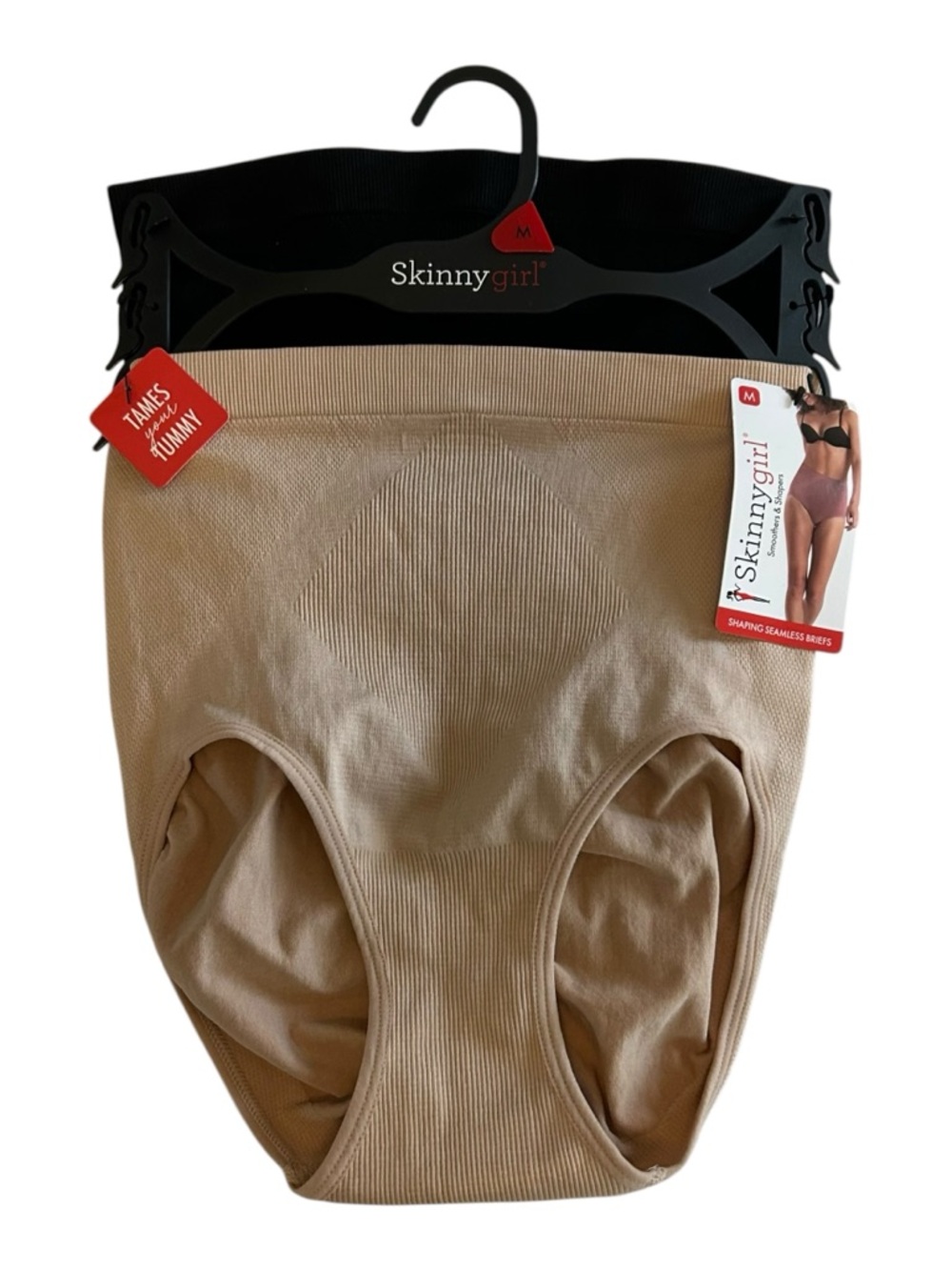 NWT Skinnygirl 2pk. Seamless Shape Brief Panties Women SZ M 6/8 in Nude Black